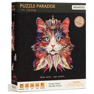 NWT Rowood Wooden Cat King Jigsaw Puzzle for Young Adults 14+